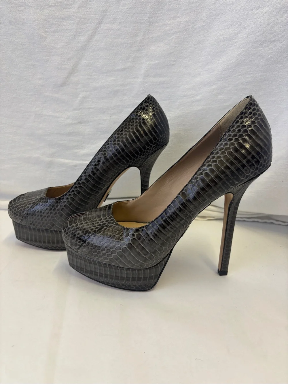 NWOB Michael Kors Collection Susana Snakeskin Platform Peep Toe Pumps